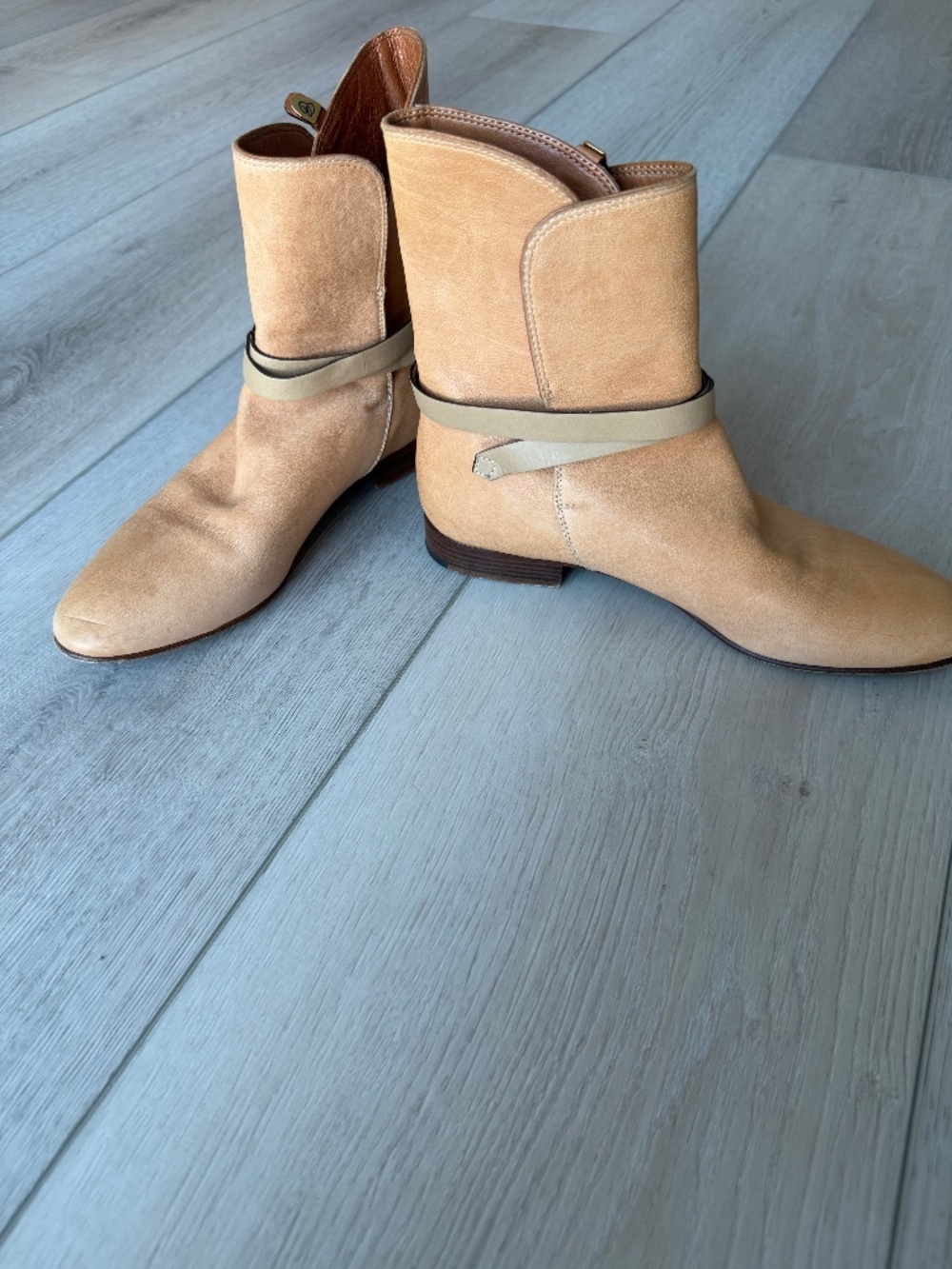 Chloe leather caramel mid calf boot